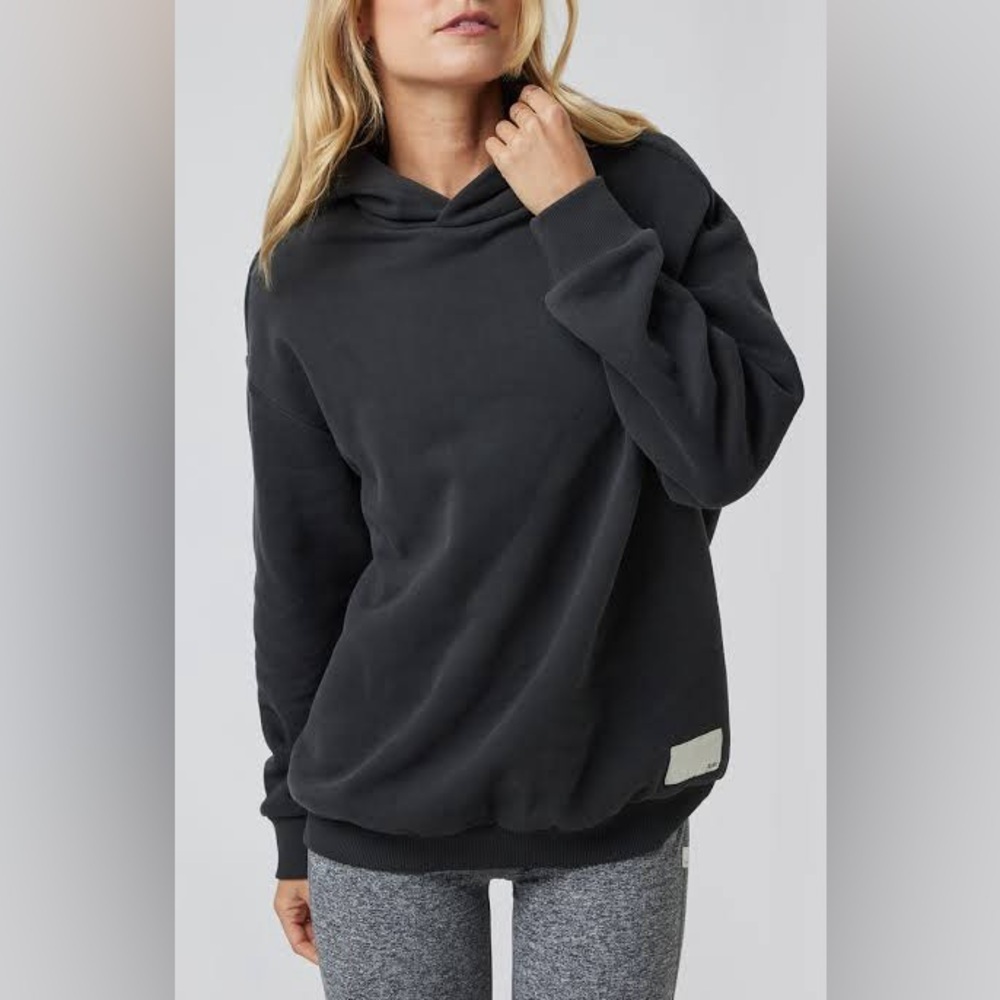 Vuori restore oversized hoodie sweatshirt in washed black cotton